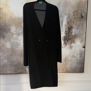 United Colors  of Benetton Black Long Cardigan SweaterJacket Cashmere Wool Sz M